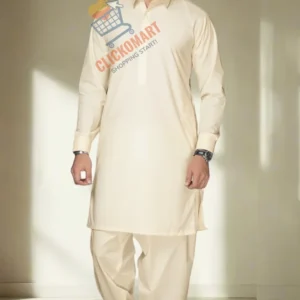 Premium Quality Boski Unstitched 4 Meter Suit (Off White & Cream)