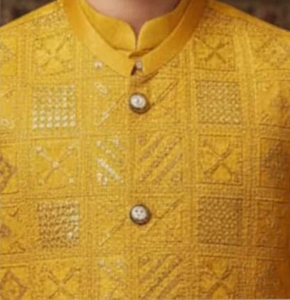 Raw Silk Kurta Pajama with Waistcoat – Boys Ethnic Wear (Sizes 14 to 30) - Image 3