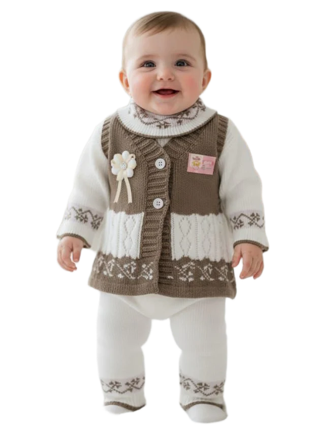Wool Knitted 4-Piece Baby Suit – Newborn