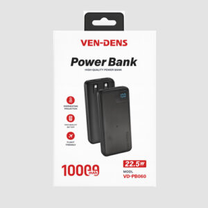 VEN-DENS VD-PB060 10000mAh Power Bank | 22.5W Fast Charging with Built-in Cables
